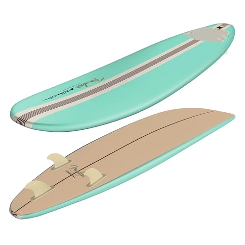 Fender x Wavestorm Collaboration 8ft Surfboard | Graphic top Deck with high Density Slick Bottom | for Kids and Adults | Foam Construction with Accessories | Leg Leash and Fin Set Included