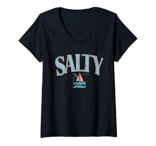 Womens Salty Sailing V-Neck T-Shirt