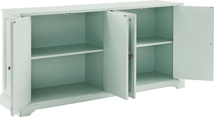 Crosley Furniture Holbrook Traditional Sideboard Buffet Cabinet, Kitchen Storage, Living Room TV Stand, Distressed Seafoam Blue