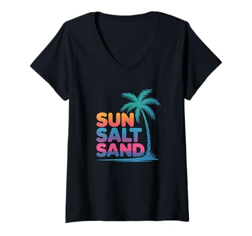 Womens Sun Salt Sand V-Neck T-Shirt