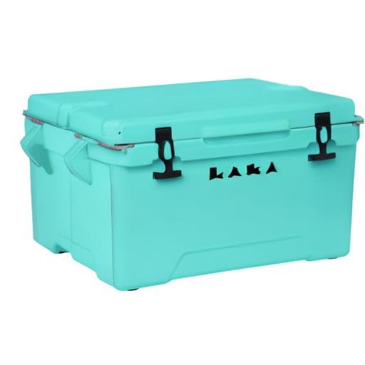 Laka Cooler – 45 Quart Rotomolded Hard Cooler, Insulated Ice Chest Holds 36 Cans/45lb Ice, Up to 10 Days Cold, Drain Plug + Basket, Non-Slip Feet, Beach Boat Camping Tailgate - Seafoam