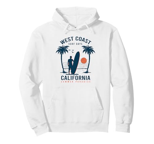 West Coast California Surfing Pullover Hoodie