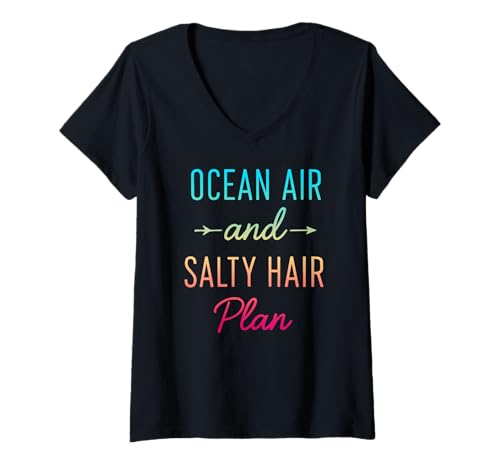 Womens Ocean Air Salty Hair V-Neck T-Shirt