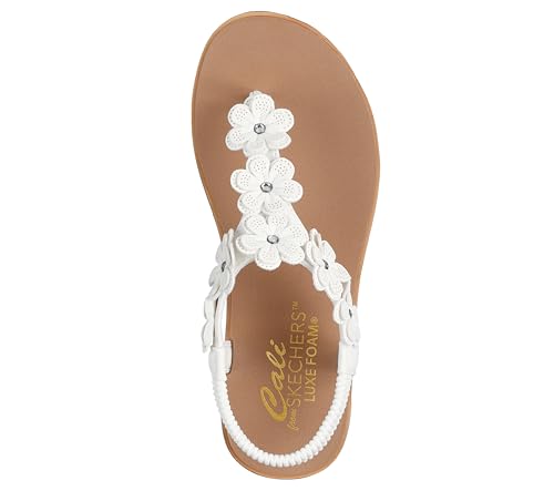 Skechers Women's SUMMER COVE - BEACH BLOOM, Flower Rhinestone Slingback, Off White, 11M