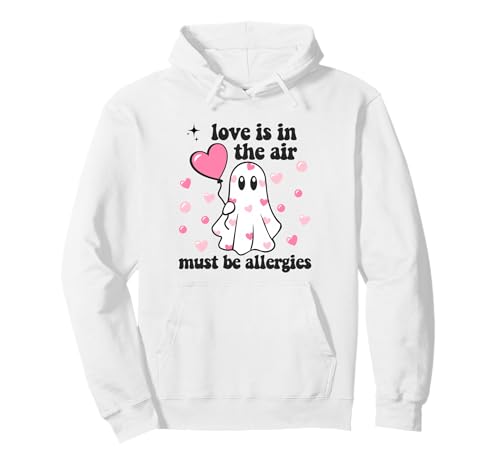 Love Is In The Air Funny Valentine's Day Ghost Pullover Hoodie
