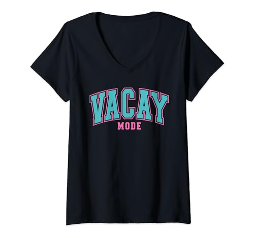 Womens Vacay Mode V-Neck T-Shirt