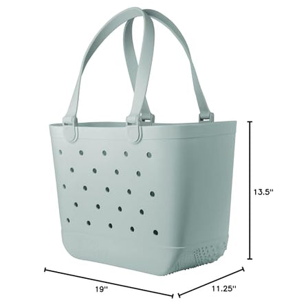 Simple Modern Extra-Large Beach Bag | Waterproof Getaway Rubber Tote with Zipper Pocket for Travel, Pool, Boat, Groceries, Sports | Sea Glass Sage