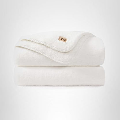 UGG Whitecap Plush Throw Blanket Fleece Soft Fuzzy Throw Blankets for Couch or Bed, Home Decor, Winter Blanket, Machine Washable, 50-inch x 70-inch, White Snow