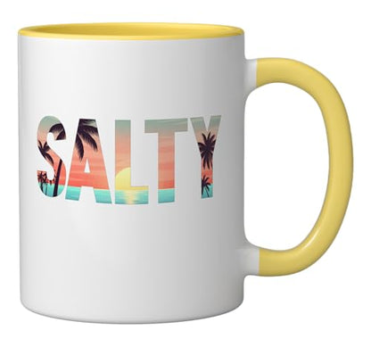 Salty Tropical Ceramic Mug, Yellow/White