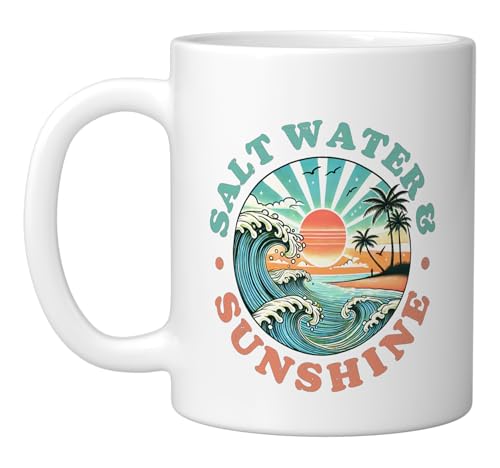 Saltwater And Sunshine Ceramic Mug, White