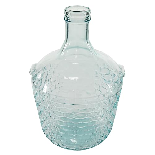 Deco 79 Recycled Glass Decorative Vase Spanish Bottle Centerpiece Vase with Bubble Texture, Flower Vase for Home Decoration 10" x 10" x 17", Blue
