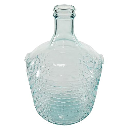 Deco 79 Recycled Glass Decorative Vase Spanish Bottle Centerpiece Vase with Bubble Texture, Flower Vase for Home Decoration 10" x 10" x 17", Blue