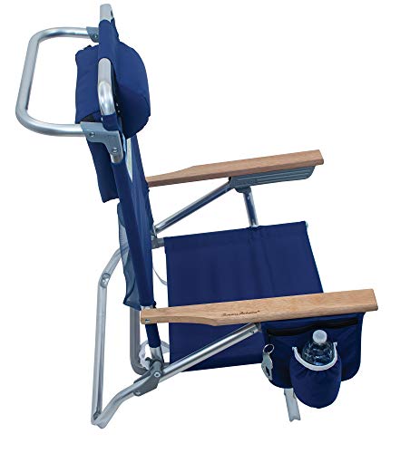 Tommy Bahama 2-Pack 5-Position Classic Lay Flat Backpack Beach Chair with Cooler and Cup Holder, Portable Folding Beach Chair for Tanning, Navy