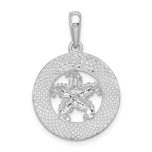 JewelryWeb 925 Sterling Silver Rhodium Plated Polish Booth Bay Sea shell Nautical Starfish Pendant Necklace 26.5mm long-Pendant for Women