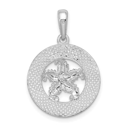 JewelryWeb 925 Sterling Silver Rhodium Plated Polish Booth Bay Sea shell Nautical Starfish Pendant Necklace 26.5mm long-Pendant for Women