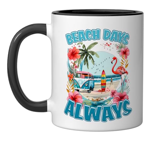 Beach Days Ceramic Mug, Black/White