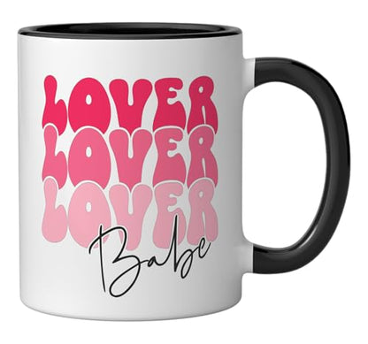 Lover Babe Retro Ceramic Mug, Black/White