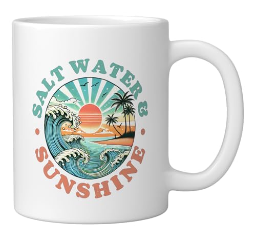 Saltwater And Sunshine Ceramic Mug, White