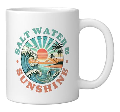 Saltwater And Sunshine Ceramic Mug, White