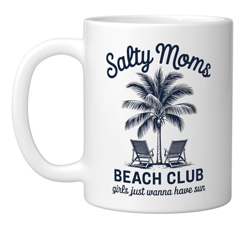 Salty Mom's Beach Club Ceramic Mug, White