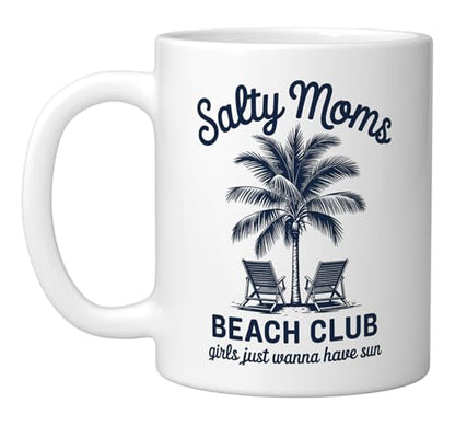 Salty Mom's Beach Club Ceramic Mug, White