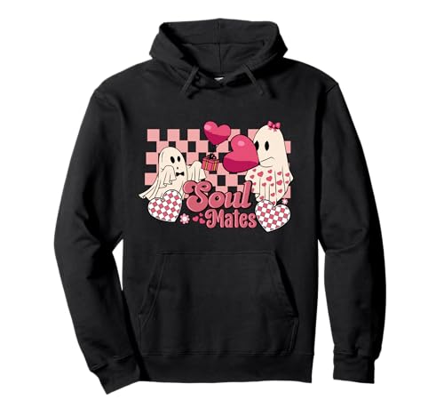 Soul Mates Retro Ghost Valentine Pullover Hoodie