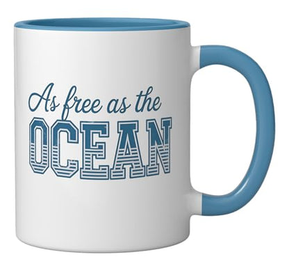 Free As The Ocean Ceramic Mug, Blue/White