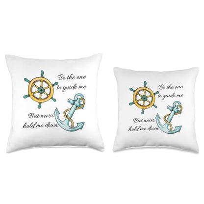 Nautical Shipwheel Anchor Guide Throw Pillow