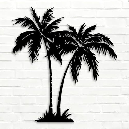 OZF Tropical Palm Tree Metal Wall Decor, Beach Themed Metal Wall Art, Modern Coastal Nature Hanging Decor for Living Room Patio Bathroom, Coastal Home & Outdoor Sculpture (White, 47 x 47 in | 120 x 120cm)