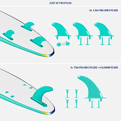 WAVESTORM 8ft Premium Classic Longboard Surfboard,BLT,8 Feet x 22.5 Inch x 3.25 Inch