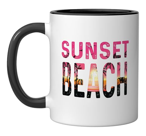 Sunset Beach Ceramic Mug, Black/White