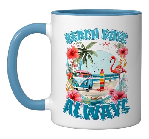 Beach Days Ceramic Mug, Blue/White