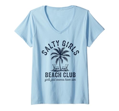 Women's Salty Girls Beach Club V-Neck T-Shirt