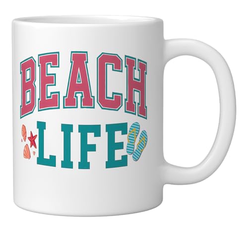 Beach Life Ceramic Mug, White