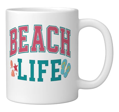 Beach Life Ceramic Mug, White