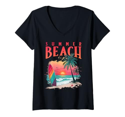 Women's Summer Beach Surf V-Neck T-Shirt