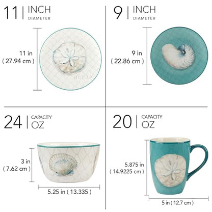 Certified International Ocean View 16 Piece Dinnerware Set, Serice for 4