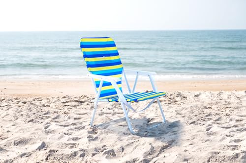 Caribbean Joe Folding Beach Chair, 1 Position Lightweight and Portable Foldable Outdoor Camping Chair with Carry Strap, Bold Stripe