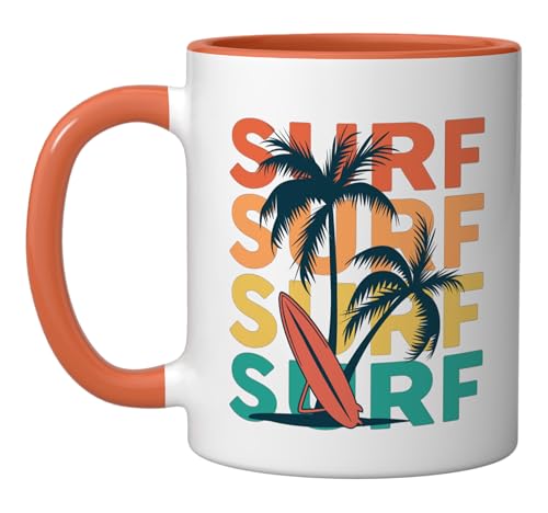 Surf Tropical Ceramic Mug, Orange/White