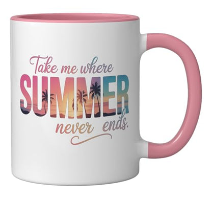 Summer Tropical Ceramic Mug, Pink/White