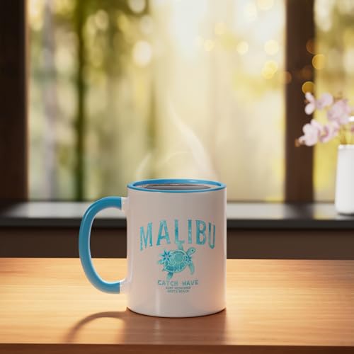 Malibu Surfing Ceramic Mug, Blue/White