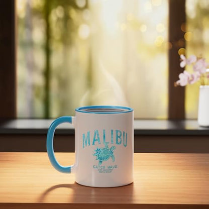 Malibu Surfing Ceramic Mug, Blue/White