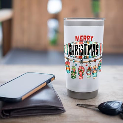 Merry Christmas Surfboard Flip Flop Stainless Steel Insulated Tumbler