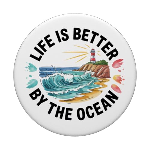 Life is Better by The Ocean PopSockets Adhesive PopGrip