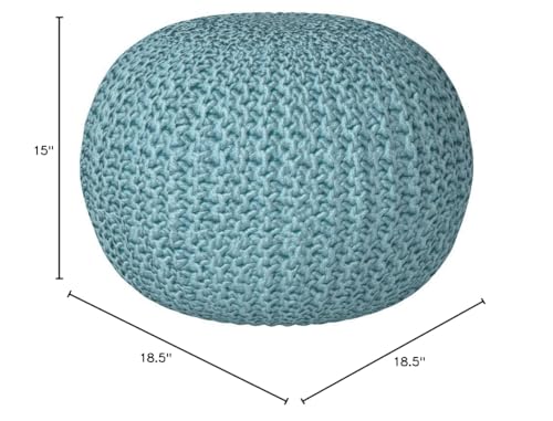 BIRDROCK HOME Round Pouf Ottoman | Cotton Braided Round Foot Stool | Bedroom and Living Room Poof | Sage Green Boho Ottoman | Pouf Foot Rest