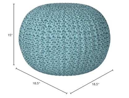 BIRDROCK HOME Round Pouf Ottoman | Cotton Braided Round Foot Stool | Bedroom and Living Room Poof | Sage Green Boho Ottoman | Pouf Foot Rest