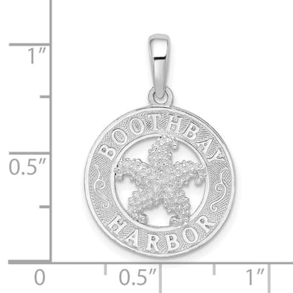 JewelryWeb 925 Sterling Silver Rhodium Plated Polish Booth Bay Sea shell Nautical Starfish Pendant Necklace 26.5mm long-Pendant for Women