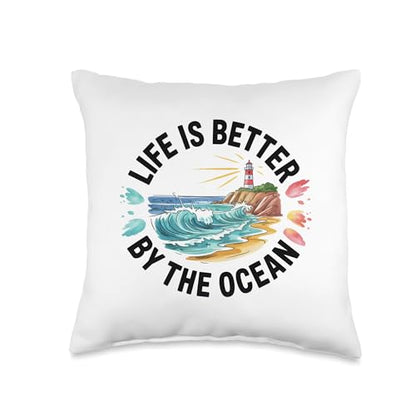 Life is Better by The Ocean Throw Pillow