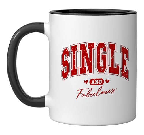 Single and Fabulous Ceramic Mug, Black/White