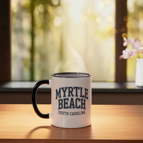 Myrtle Beach South Carolina Ceramic Mug, Black/White